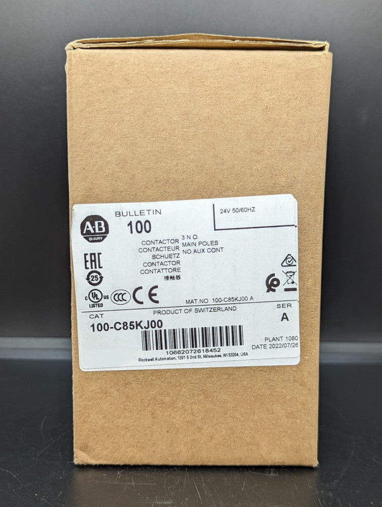 Allen Bradley 100-C85KJ00 24V 85A 3P Contactor No Aux Contact NIB USA