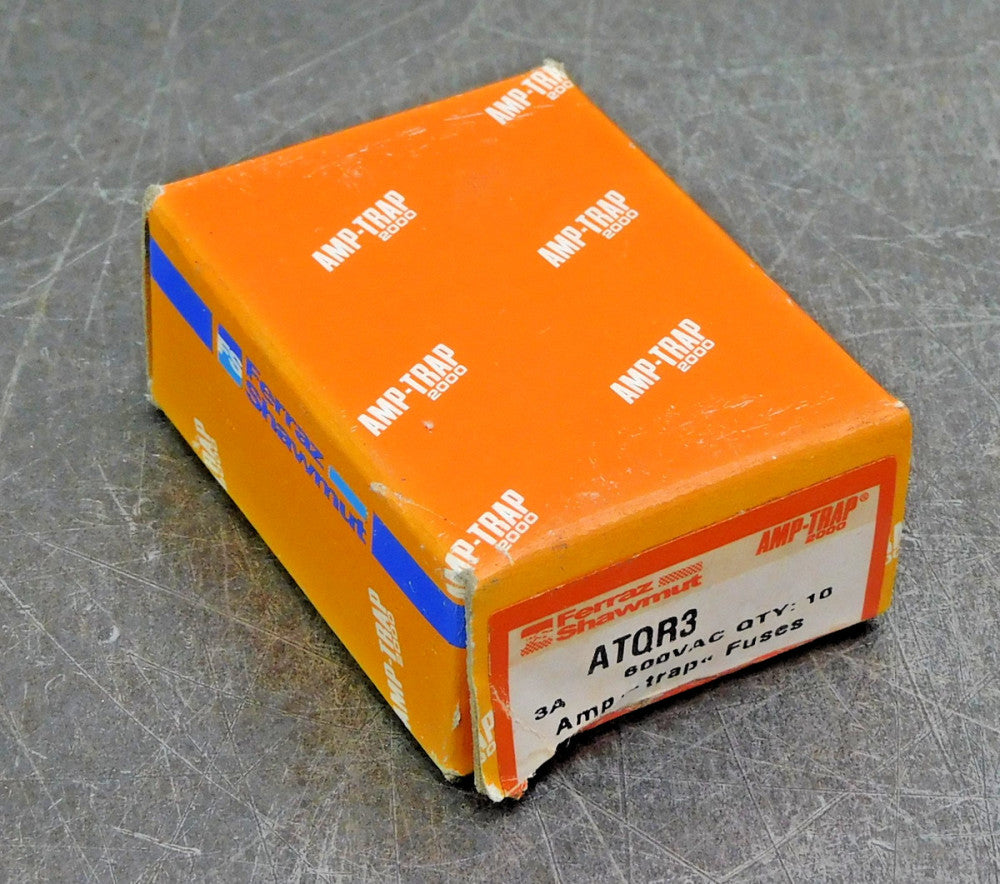 Ferraz Shawmut ATQR3 Amp-Trap Time Delay Fuse 600V AC 3A Lot of Ten (10)