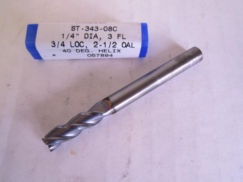 RobbJack (ST-343-08C) 1/4 x 3/4 x 2-1/2" Carbide TiCN 3-Flute Endmill New