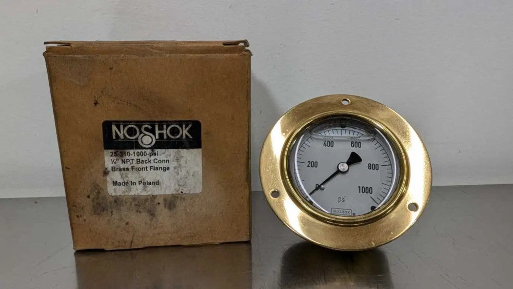 Noshok 25-310-1000-psi Brass Pressure Gauge 0-1000PSI 2-1/2"Case 1/4"NPT