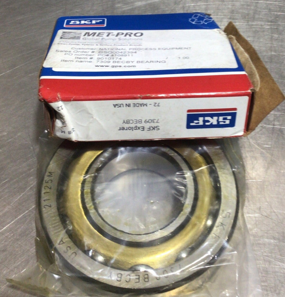 SKF 7309 BECBY Angular Contact Ball Bearing: 45 mm Bore Dia., FNFP Nos Surplus