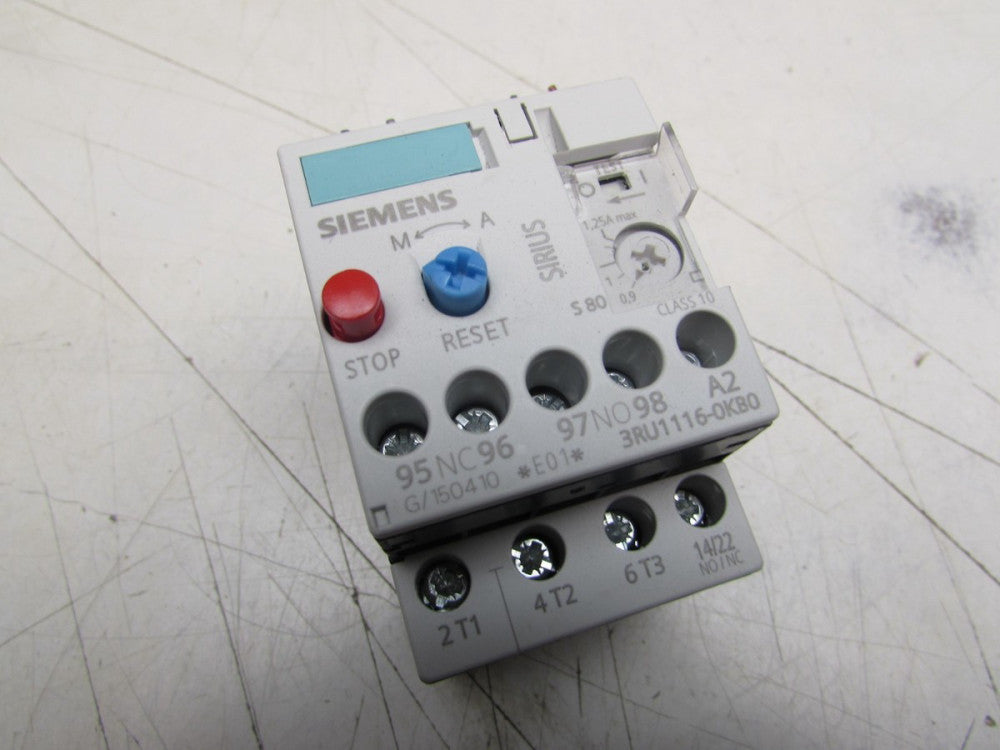SIEMENS SIRIUS OVERLOAD RELAY 3RU1116-0KB0 .9-0.25A 600VAC XLNT CONDITION M/O!!