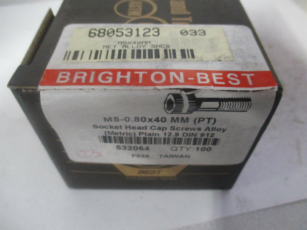 (532064P) M5x0.80 Metric Coarse Alloy Steel Hex Socket Cap Screw - Pack of 100