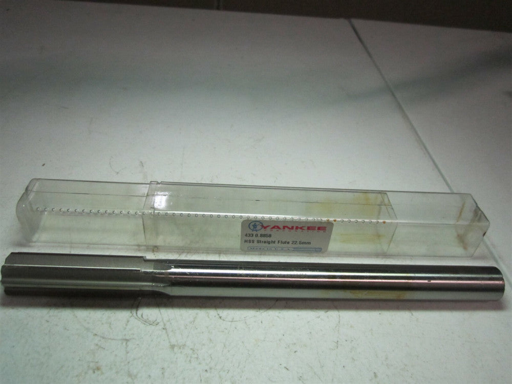 Yankee (433 0.8858) 10" OAL 22.5mm High Speed Steel 8 Flute Chucking Reamer