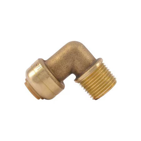 Sharkbite U276lf Push-Fit Elbow Fitting, 3/8 In Tube Size, Brass, Brass