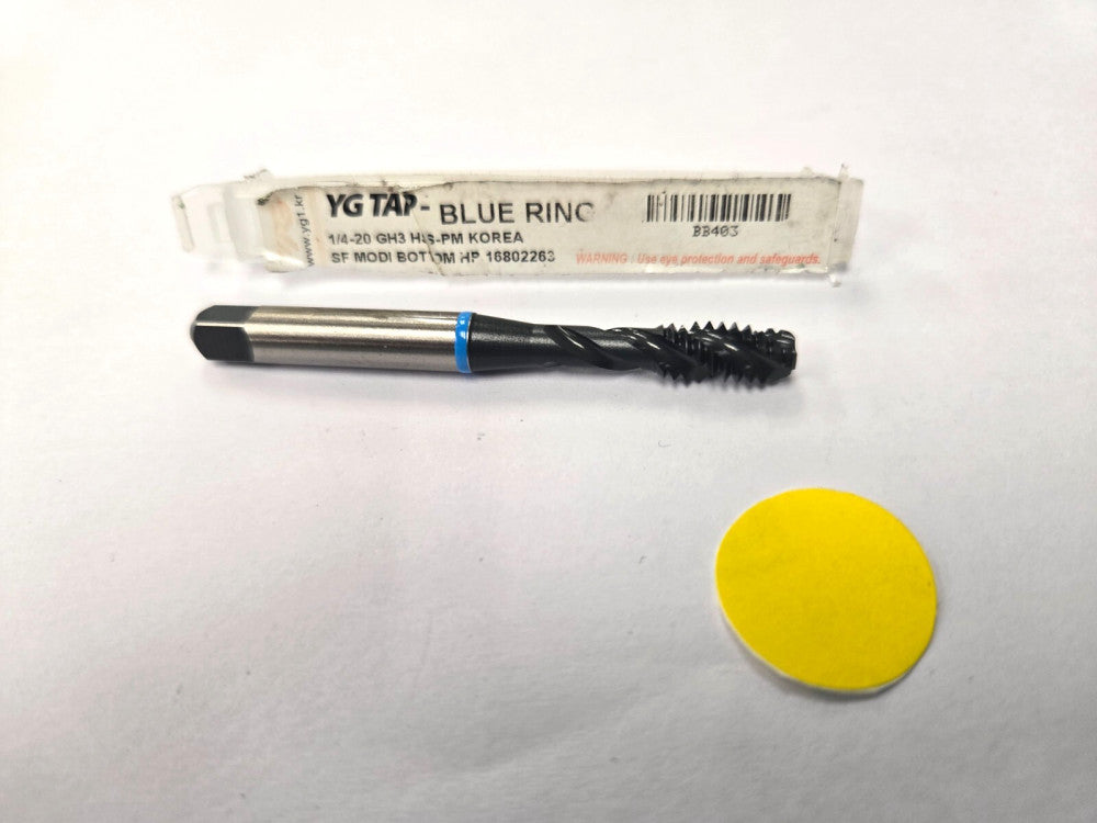 YG1 SPIRAL FLUTE*MODIFIED BOTTOMING TAP*1/4-20*BLUE RING