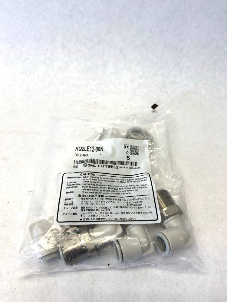 SMC Fittings KQ2LE12-00N Bulkhead Make Elbow Fitting Bag of 5