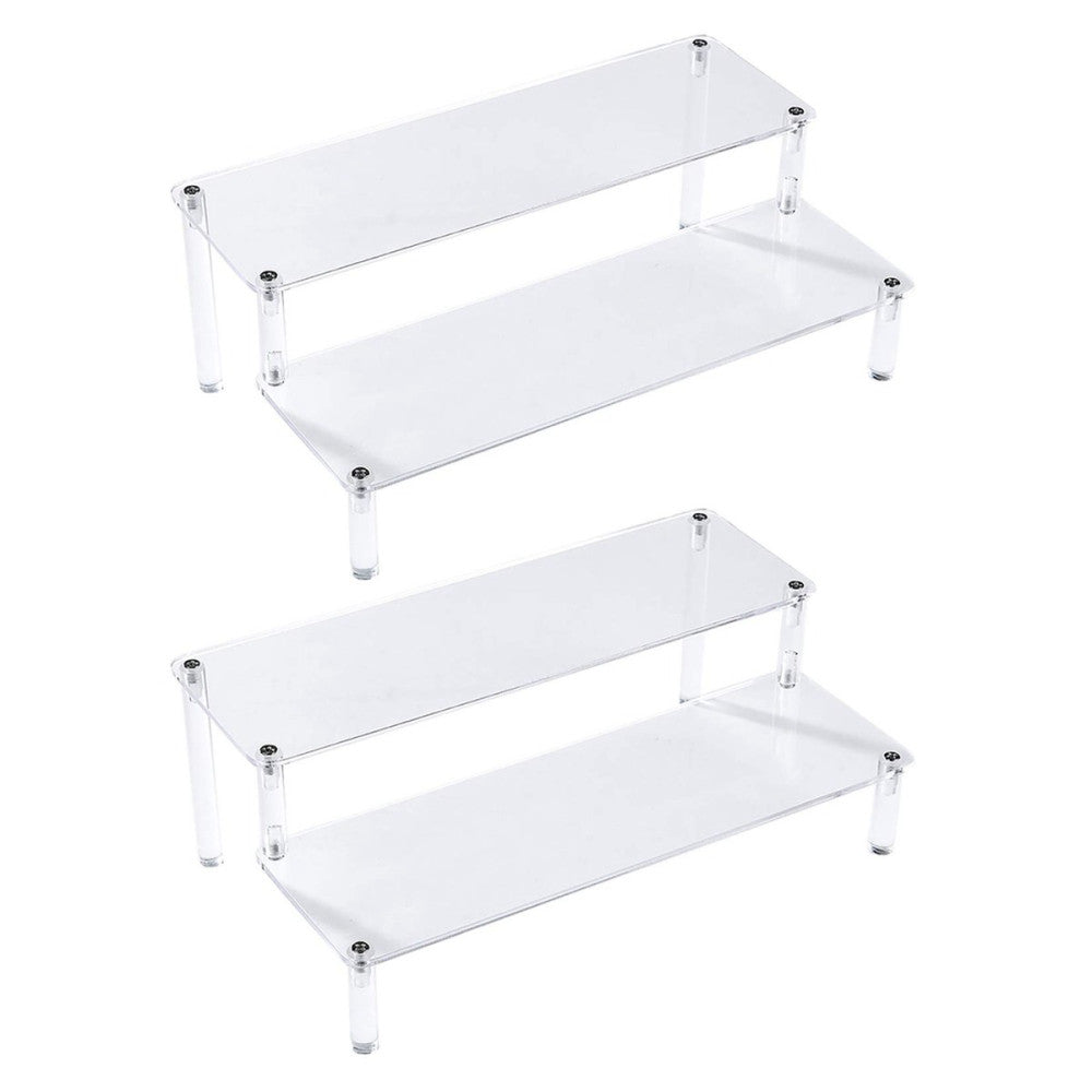 2 Pack 2-Tier Clear Acrylic Display Stand Display Shelf for Dessert Jewels Fi...