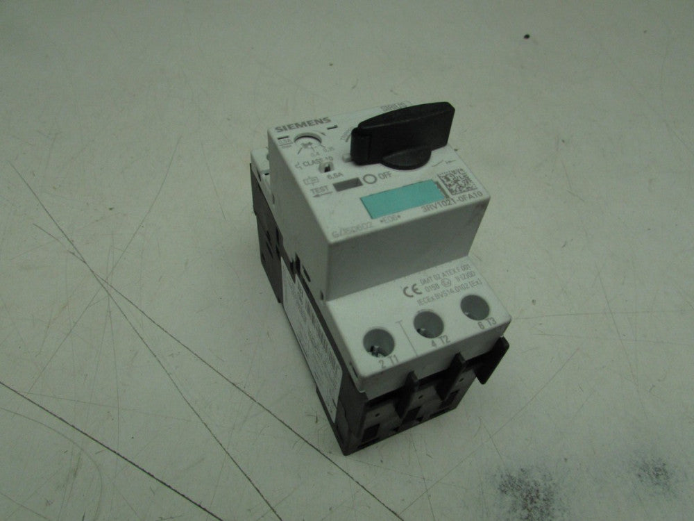 SIEMENS SIRIUS MANUAL MOTOR CONTROLLER 3RV1021-0FA10 0.5FLA CLASS-10 6.5A XLNT !