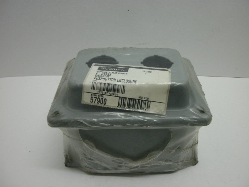 HOFFMAN E-D2PBX 2 PUSH BUTTON ENCLOSURE STEEL GRAY 30.5mm 5.75 X 4.00 X 3.75 NIB