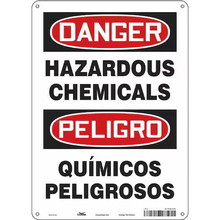 Condor 476A45 Safety Sign, 14 In Height, 10 In Width, Polyethylene, Vertical