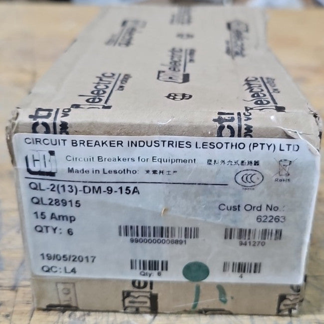 Box of 6 CBI 15A Circuit Breakers QL28915 2 Pole Units