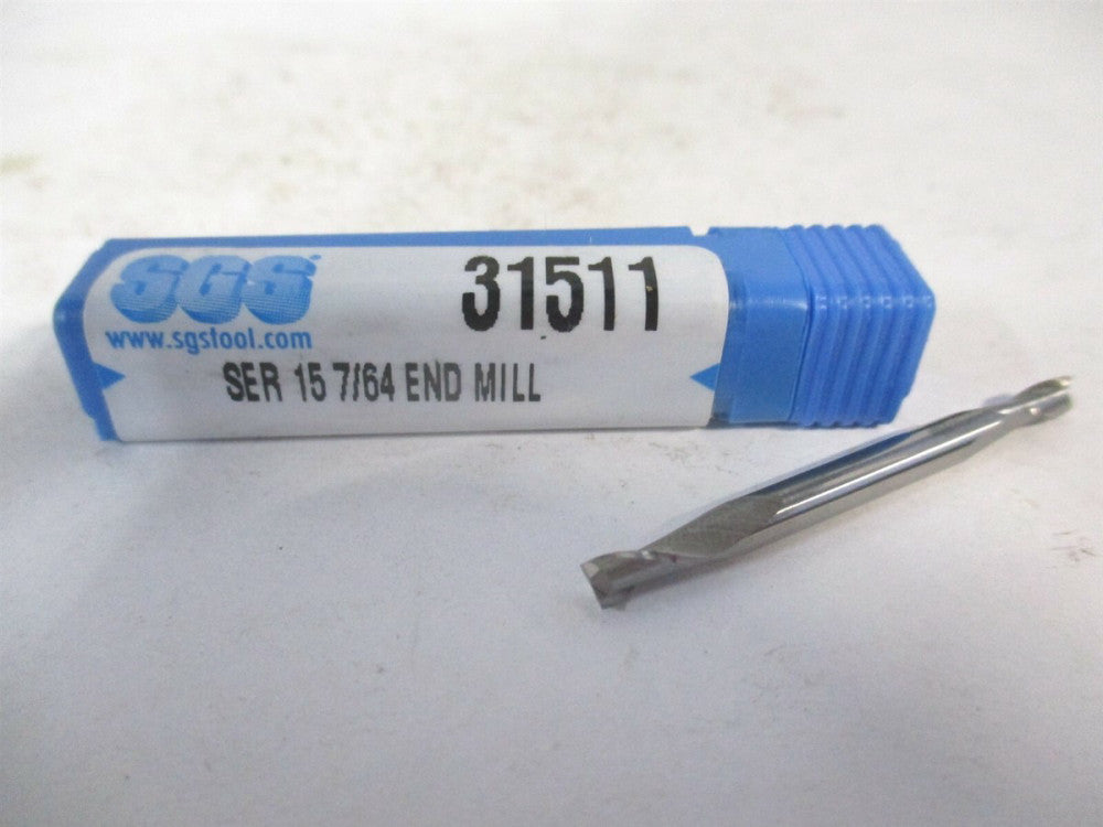 SGS (31511) 7/64 x 3/16 x 1/8 x 1-1/2" OAL 2-Flute Solid Carbide Square End Mill