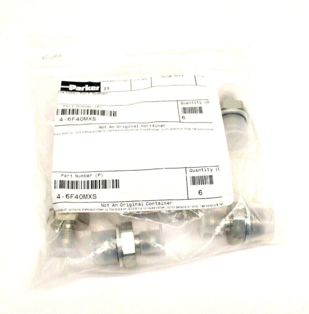 Parker 4-6F40MXS 37 Degree Flare Tube Fitting 1/4" Tube OD 3/8"-19 Thread 6 PACK