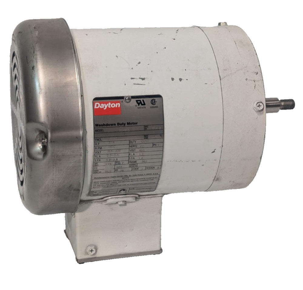 Dayton 2LHP3 Washdown Duty Motor, 3/4HP, 3PH, 3450RPM, 208-230/460V, 56J, TEFC