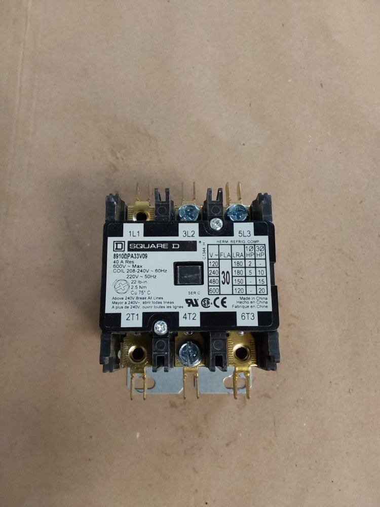 SQUARE D 8910DPA33V09 DefPurpContactor,220/208-240VAC,3P,30A 5KAK3
