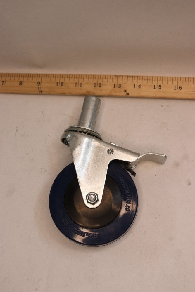 Poly Swivel Expanding Stem Caster Total Lock Brake Stainless Steel Blue 1" x 4"