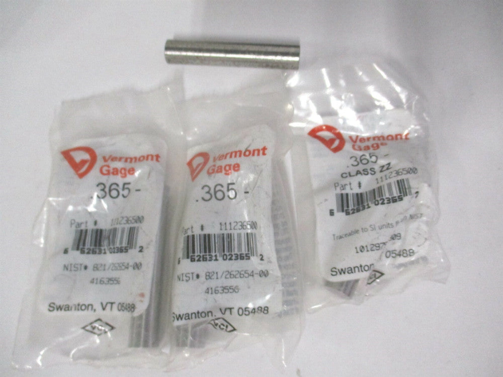 Vermont Gage (111236500) 0.365" Diam Class ZZ Minus Plug & Pin Gage - Lot of 4 