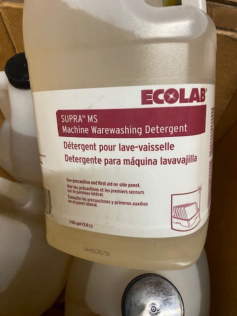 (4 PACK) ECOLAB SUPRA MS MACHINE WAREWASHING DETERGENT, 1 GALLON EACH