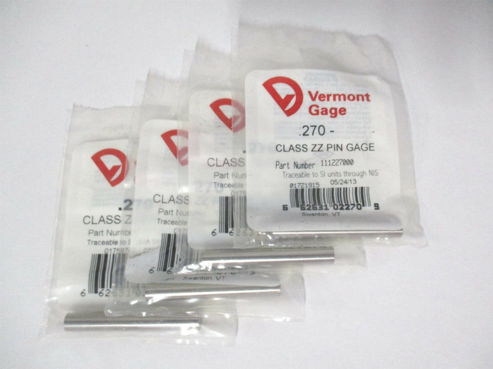 Vermont Gage (111227000) 0.27" Diam Class ZZ Minus Plug & Pin Gage - Lot of 4