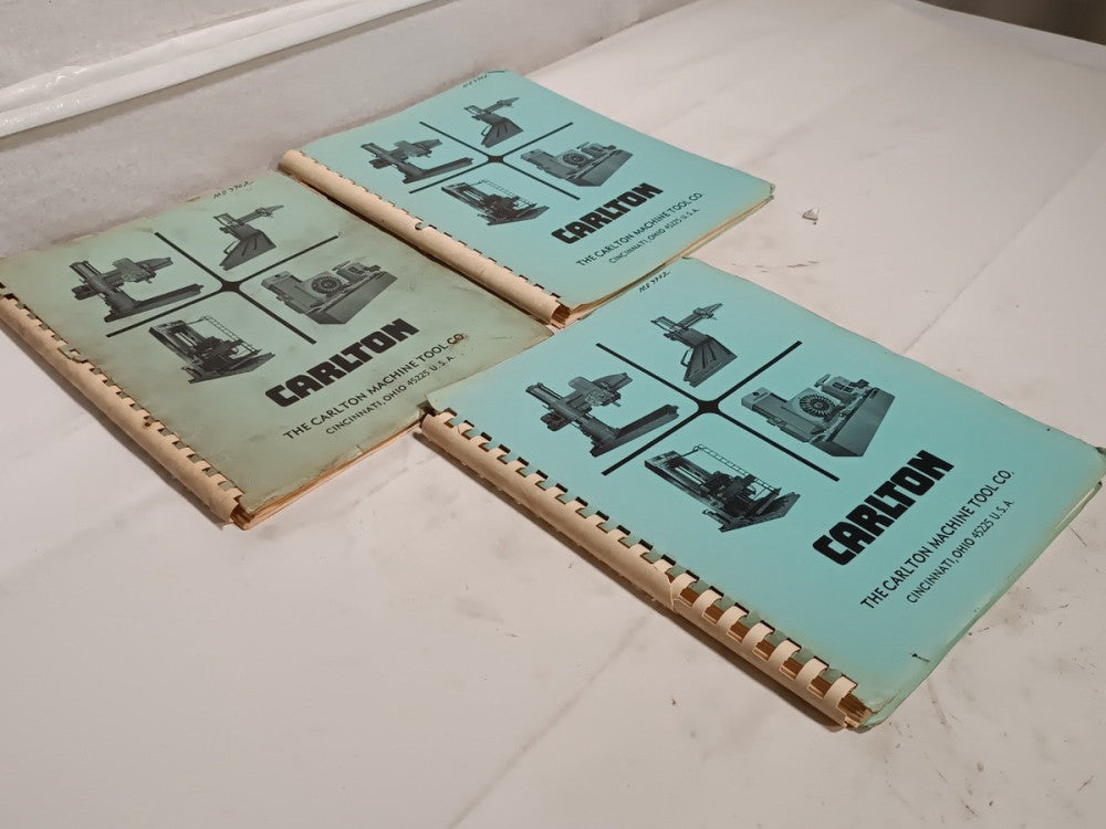 Lot of 3 Carlton Machine OA Model Operation, Maintenance Manuals and Parts Lists