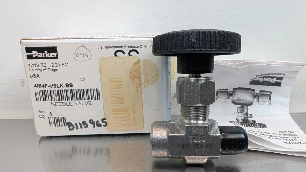 Parker 4M4F-V6LK-SS Stainless Steel Needle Valve 1/4" 5000 PSI