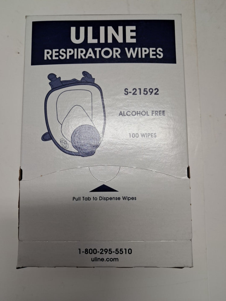(Box of 100) Uline S-21592 Resipirator Wipes Alcohol Free **Free Shipping**
