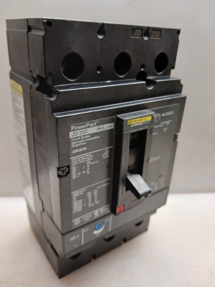 NEW SQUARE D 250 AMP CIRCUIT BREAKER 3 POLE 600 VAC / 250 VDC  JDM36250