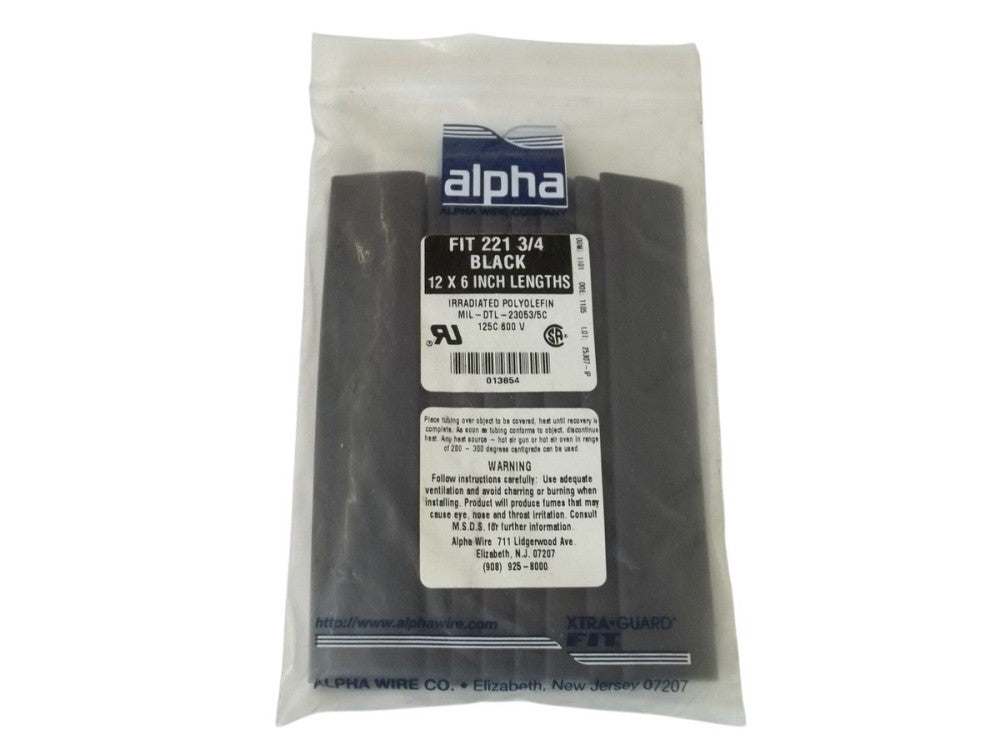 LOT OF 12 ALPHA  MIL-DTL-23053/5C FIT 221 3/4 BLACK 12X6 INCH LNGNSMP