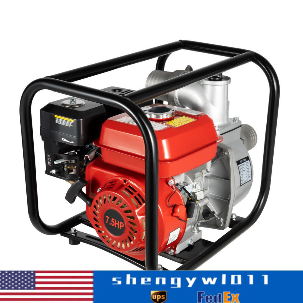 3" Gas Water Semi Trash Pump 3000W High Pressure Garden Irrigation Pump 7.5HP 