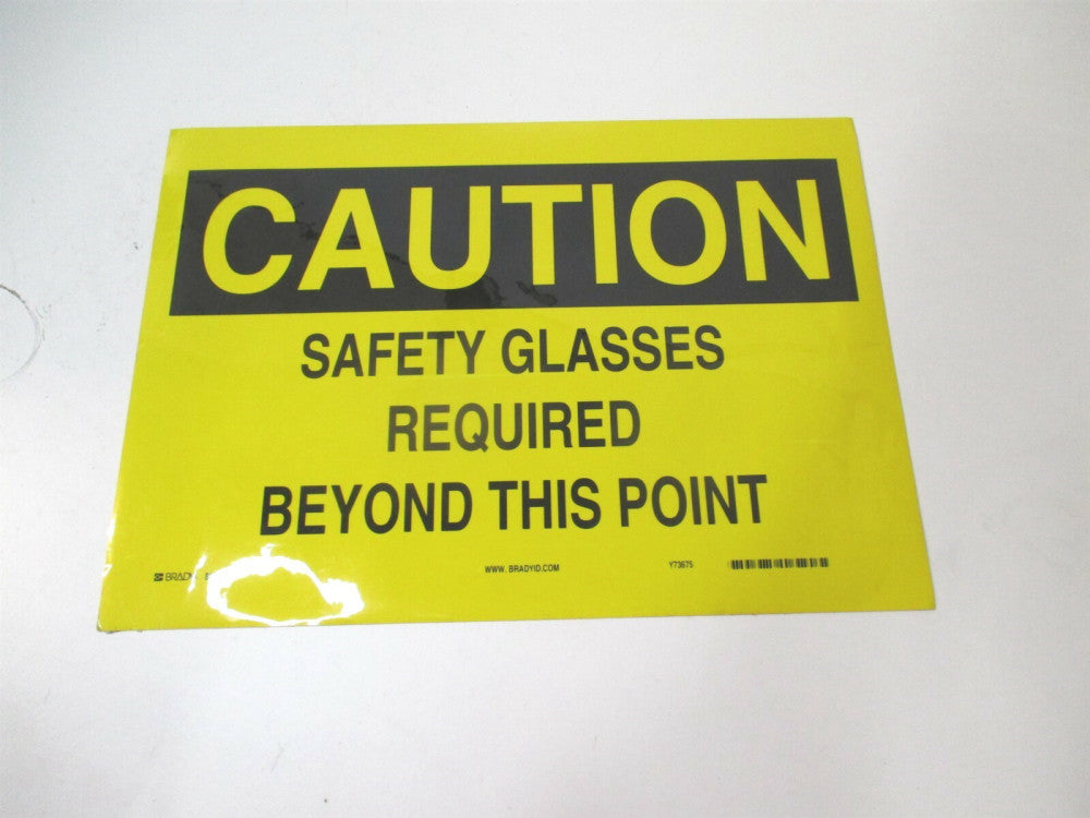 Brady (84992) 10" x 14" Safety Glasses Required Beyond This Point Yellow Sign