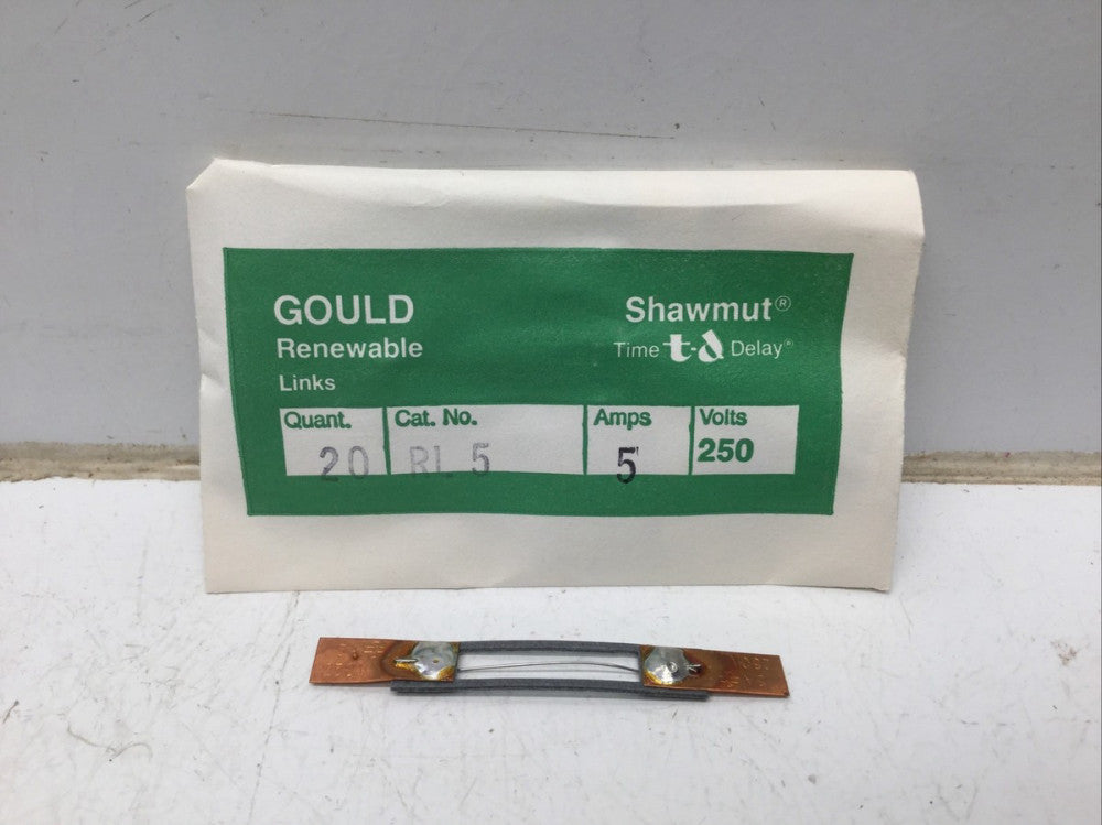 GOULD SHAWMUT RL5 Renewable Fuse Links 5 AMP 250VAC (LOT of 20)