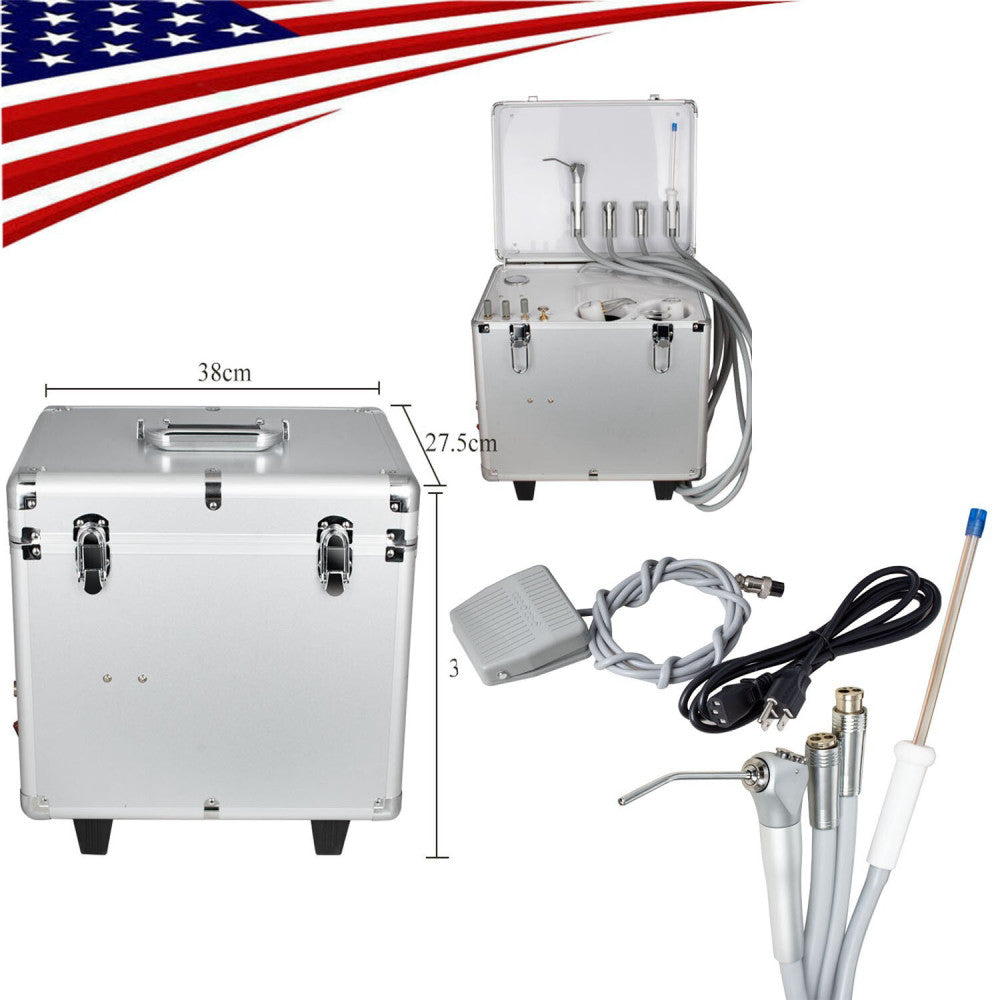Portable~Dental Delivery Unit with Syringe Suction System and 4-Hole Treatment~