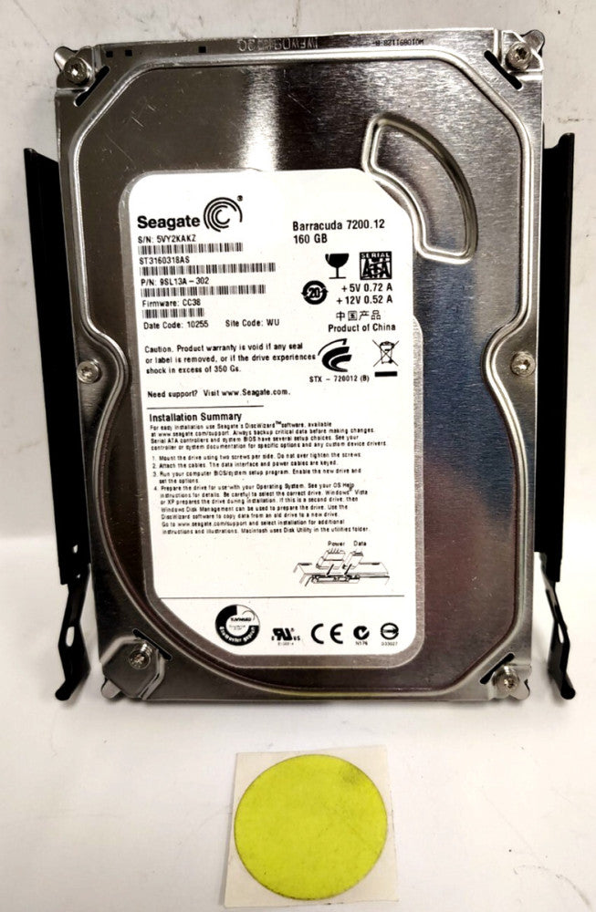 SEAGATE HARD DISK DRIVE +5V~0.72A/ +12V~0.52A CC38 FW 9SL13A-302