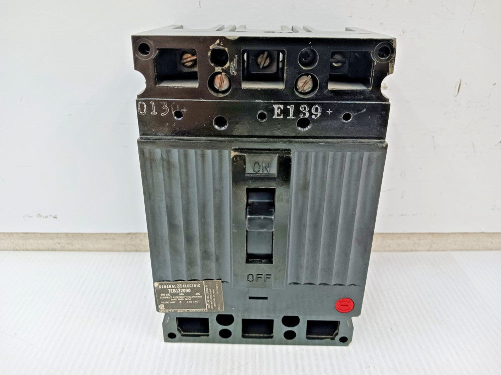 GE General Electric 90 Amp Circuit Breaker 3 Pole 240 VAC 10kA TEB132090