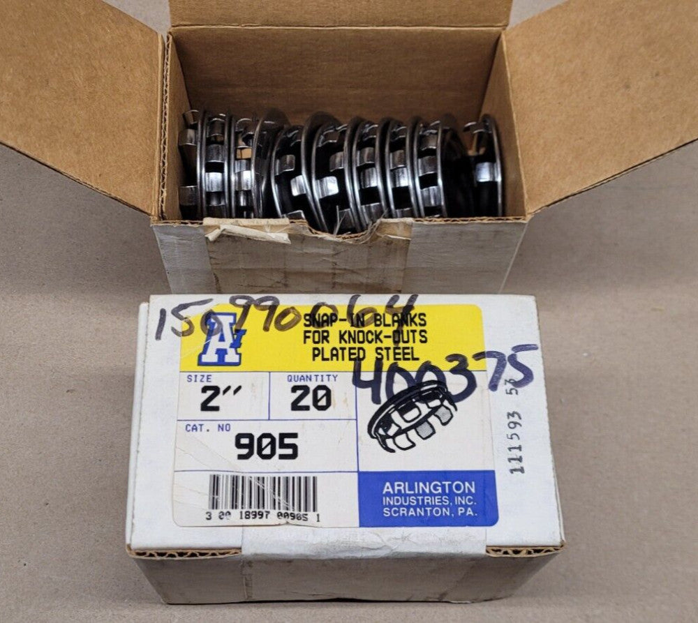 Lot of 37 Arlington 905 2" Snap-in Blanks for Knock-outs Plated Steel