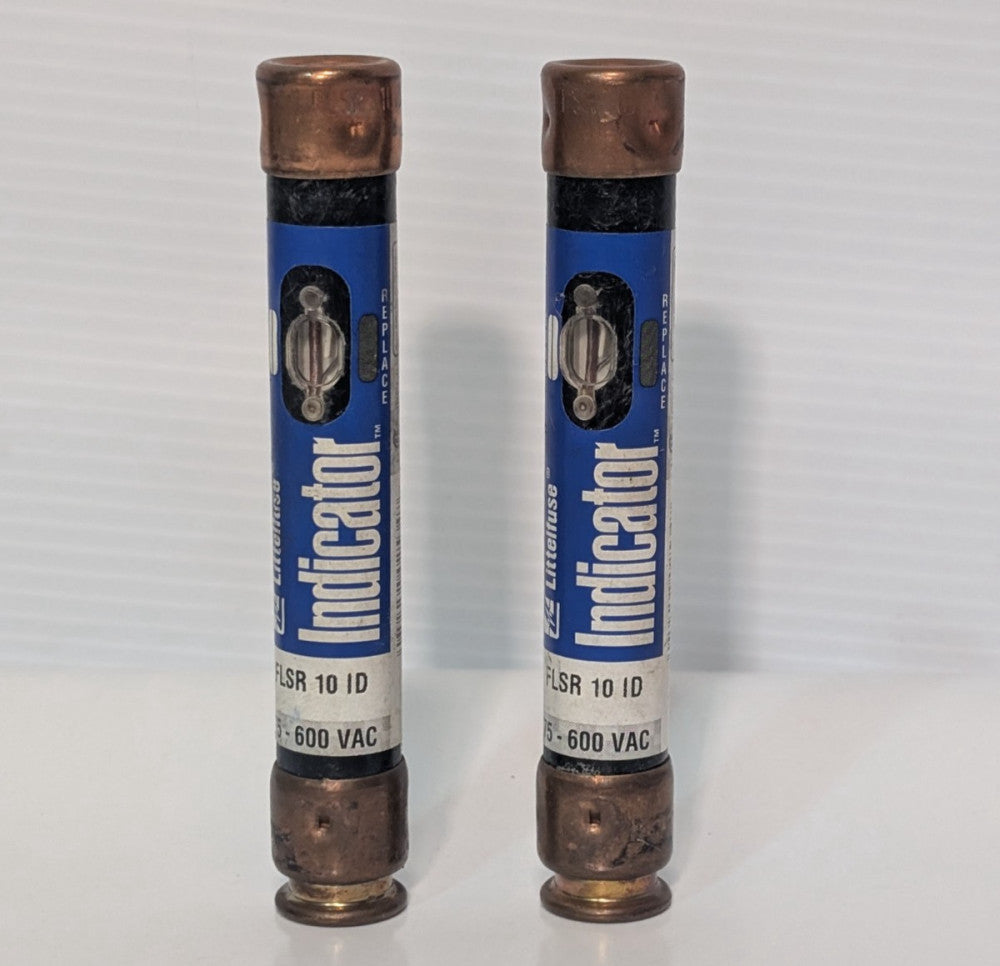 Lot of 2: Littelfuse FLSR 10 ID Indicator Time-Delay Dual-Element Fuses, 75-600V