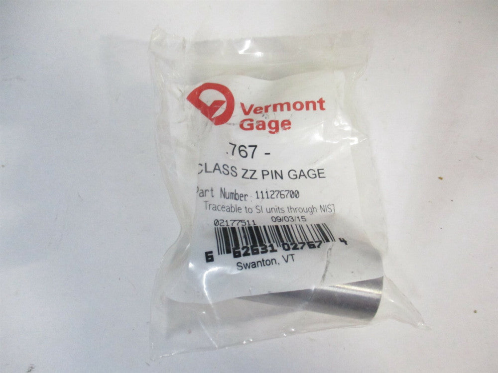 Vermont Gage (111176700) 0.767" Diam Class ZZ Plus Plug & Pin Gage 