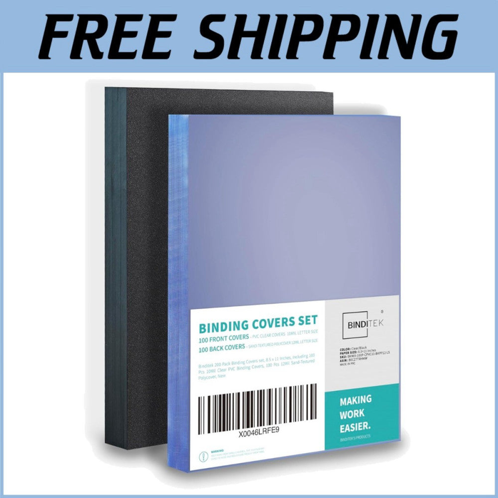 200 Count Binding Covers, 8.5x11 Inches: Clear & Sand-Textured, Unpunched Design