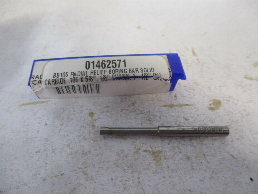 (BB105) 0.105" x 5/8" x 1/8 x 1-1/2" OAL Solid Carbide Radial Relief Boring Bar 