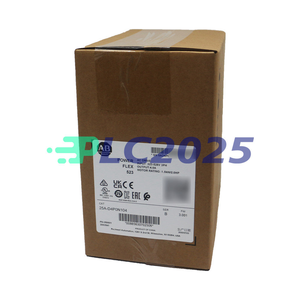 Allen Bradley Factory New Sealed 25A-D4P0N104 PowerFlex 523 1.5kW (2Hp) AC Drive