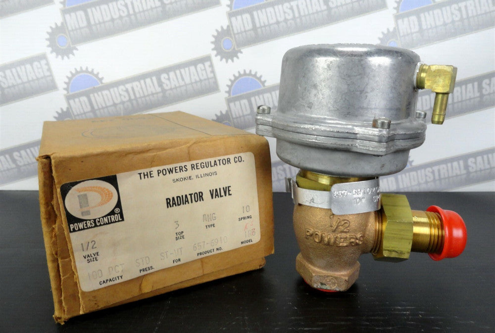 POWERS CONTROL - 657-6910 Model 1R7RS 1/2" RADIATOR VALVE - ANG, 10 Spring (NEW)