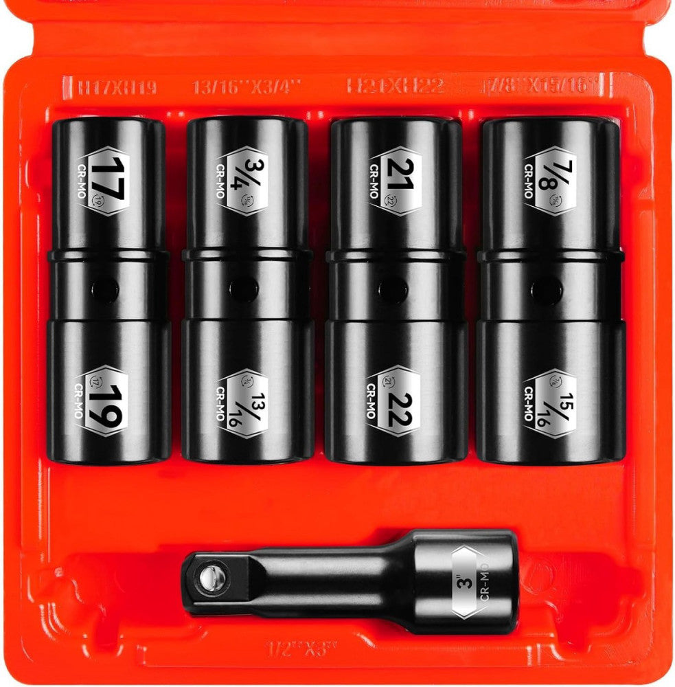 BLACKROBOT 5-Piece 1/2" Drive 5PCS(17mm 19mm 21mm 3/4" 13/16" 7/8" 15/16") 