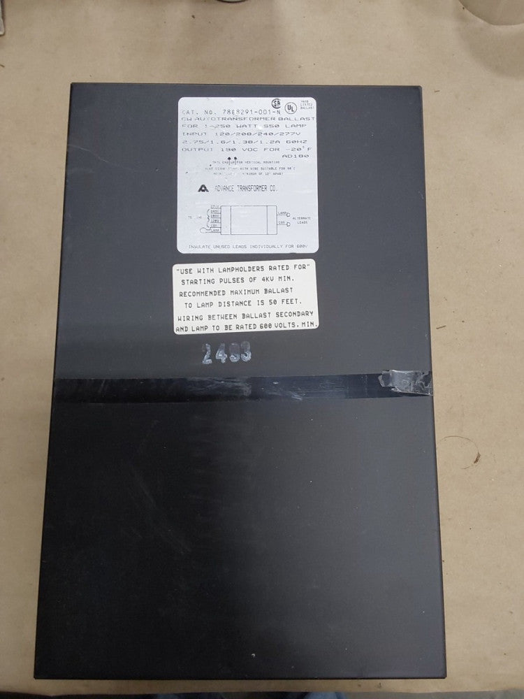 Advance Transformer 78E8291-001 Ballasts....1-250W S-50 HIGH PRESSURE SODIUM
