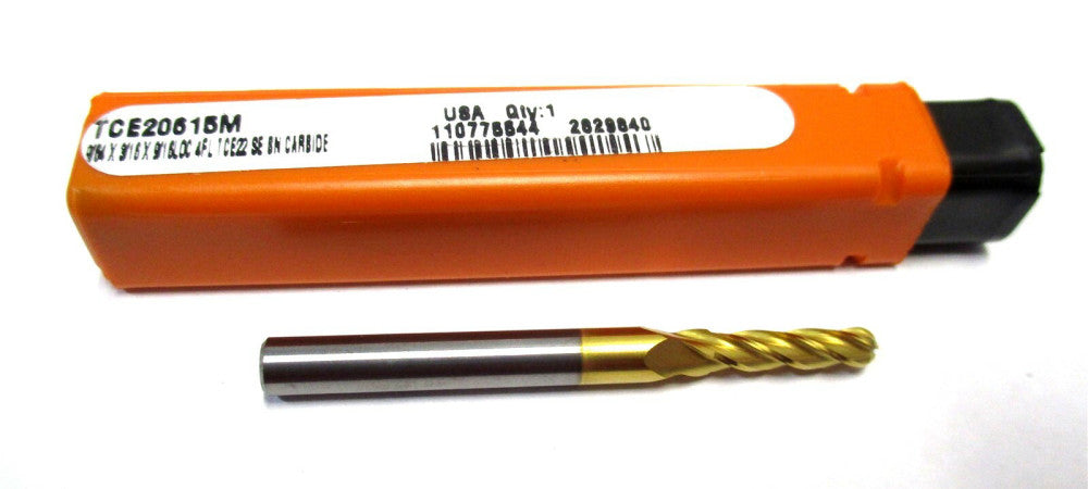 NEW (11075544) 9/64 x 3/16 x 9/16 x 2 4-Flute TiN SE Carbide Ball End Mill