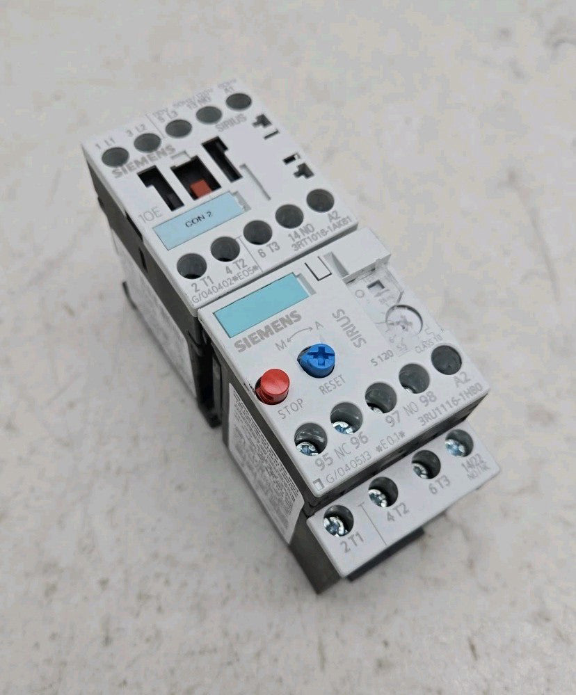Siemens 3RT1016-1AK61 Contactor w/ 3RU1116-1HB0 Overload 5.5-8A Motor Starter
