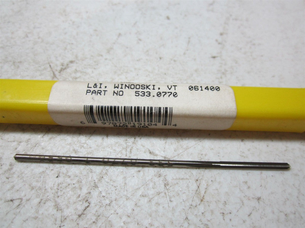 L & I 533 0.077 Diameter 061400 4 Flute Straight Flute High Speed Steel Reamer
