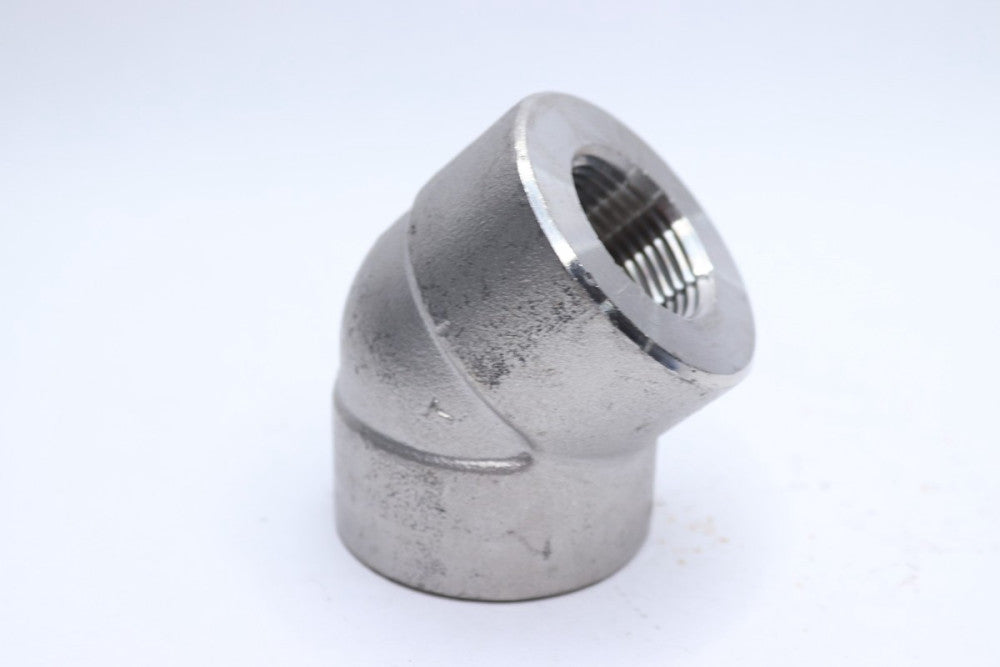 45 Degree Elbow Threaded Pipe Fitting Stainless Steel 316L A/SA182 3000 # 1"