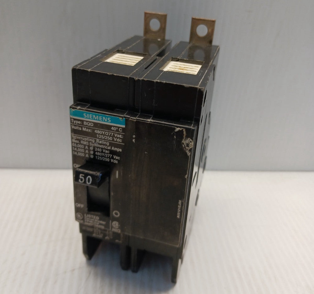 Siemens 50 AMP BQD250 Bolt-on Circuit Breaker 2 Pole 480Y/277 Vac 14kA 240v 65kA