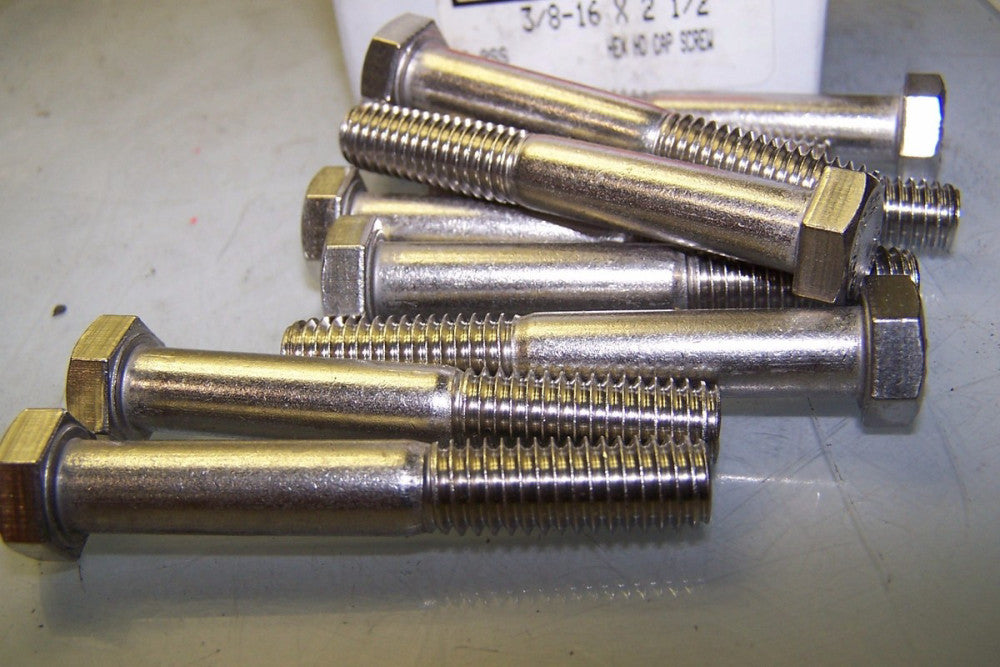10) NEW ABP S30400 3/8-16NC x 2-1/2 HEX HEAD STAINLESS BOLT 18-8SS LOT ...